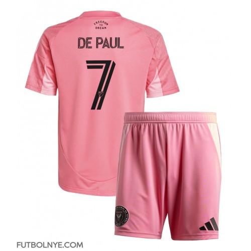 Camiseta Inter Miami Rodrigo De Paul #7 Primera Equipación para niños 2025-26 manga corta (+ pantalones cortos)